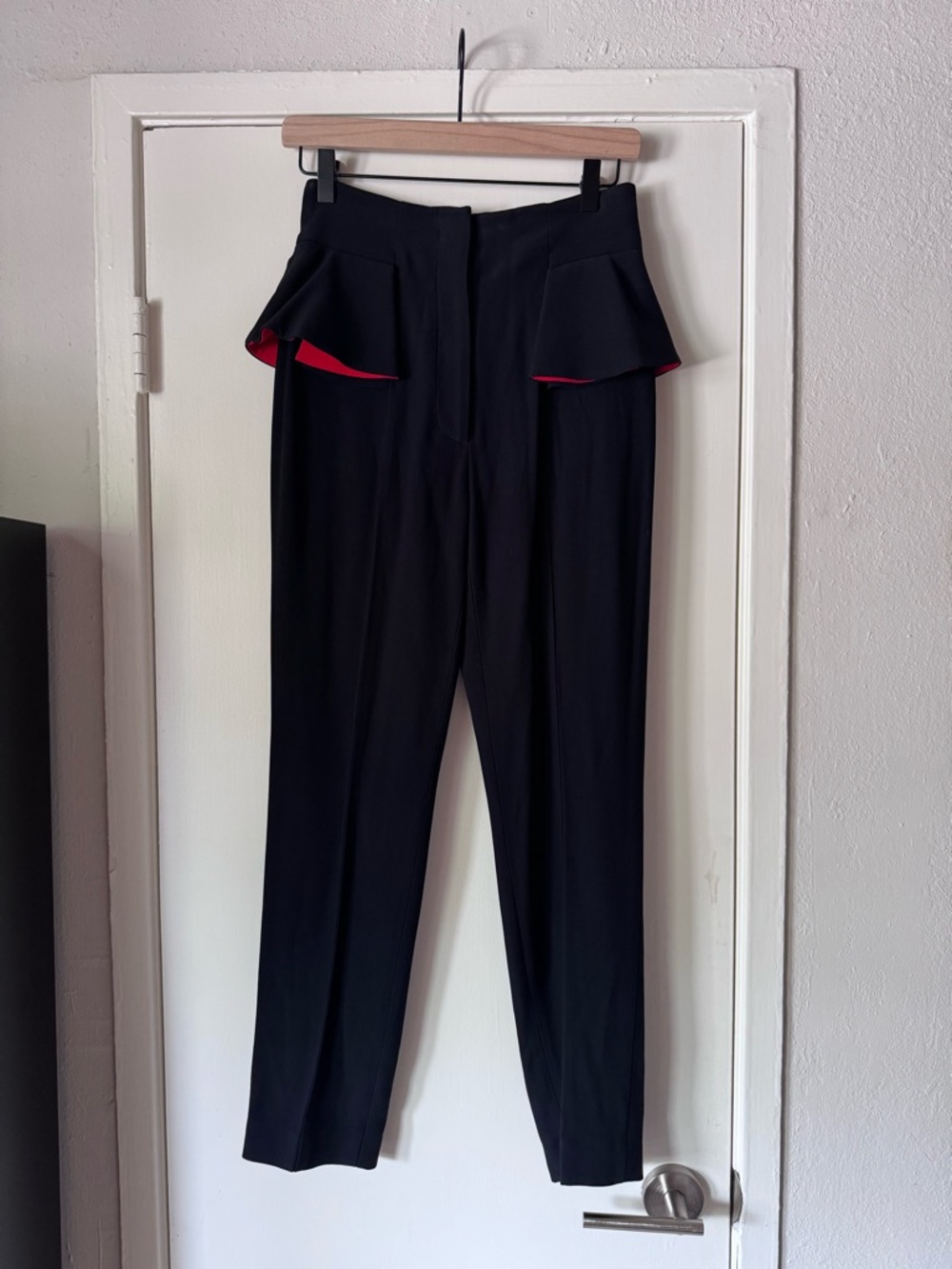 Alexander McQueen Peplum Detail Pants with Red Accents